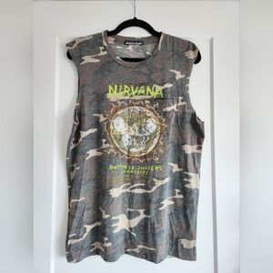 Nirvana Distressed Camo Muscle Tee